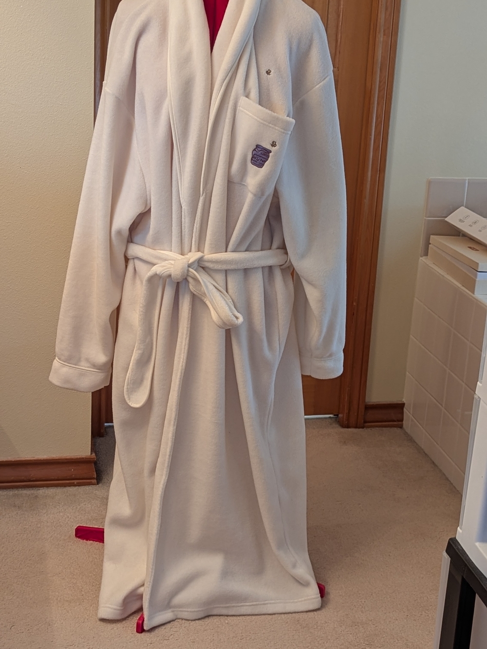 Disney Cream Fleece Robe with Pocket Embroidery( Winnie The Pooh) XL